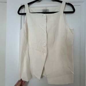 Wayf Cream Button-Down Sleeveless Blouse